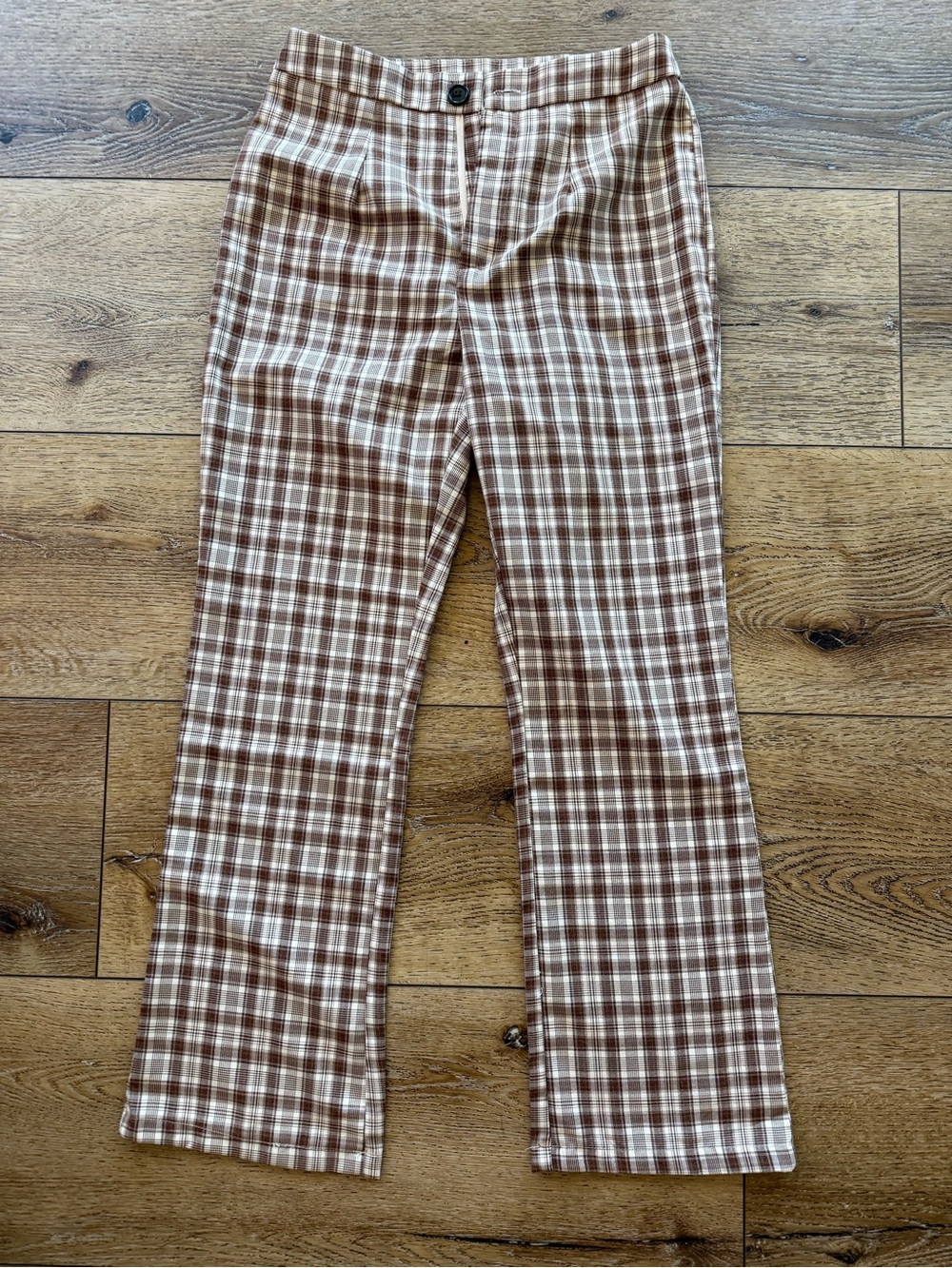 SHEIN Brown and Cream Plaid Pants